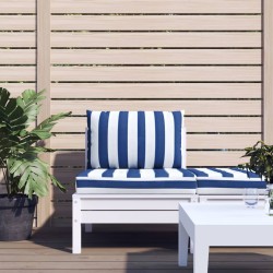 vidaXL Cojines para palés 2 piezas tela Oxford azul y blanco a rayas