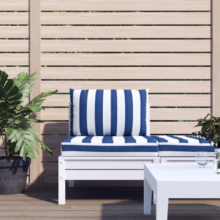 vidaXL Cojines para palés 2 piezas tela Oxford azul y blanco a rayas