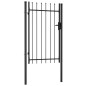 vidaXL Cancela de valla con una puerta y puntas acero negro 1x1,5 m