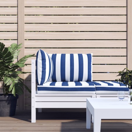vidaXL Cojines para palés 3 piezas tela Oxford azul y blanco a rayas