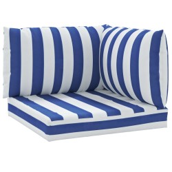 vidaXL Cojines para palés 3 piezas tela Oxford azul y blanco a rayas