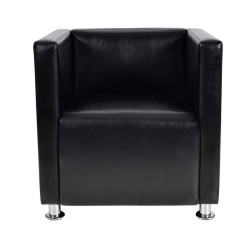 vidaXL Sillón en forma de cubo de cuero sintético negro