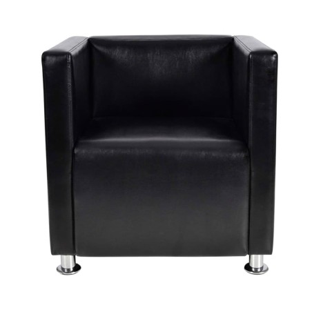 vidaXL Sillón en forma de cubo de cuero sintético negro