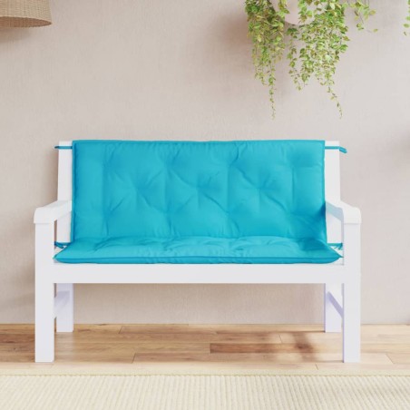 vidaXL Cojines para banco de jardín 2 uds tela turquesa 120x50x7 cm