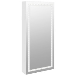 vidaXL Espejo con joyero y luces LED para pared blanco