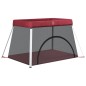 vidaXL Parque infantil para bebés con colchón tela lino rojo vidaXL Parque infantil para bebés con colchón tela lino rojo