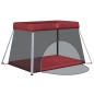 vidaXL Parque infantil para bebés con colchón tela lino rojo vidaXL Parque infantil para bebés con colchón tela lino rojo