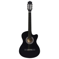 vidaXL Guitarra Clásica Western Cutaway con 6 cuerdas negra 38"