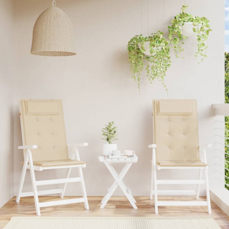 vidaXL Cojines de silla con respaldo alto 2 uds tela Oxford beige vidaXL Cojines de silla con respaldo alto 2 uds tela Oxford beige