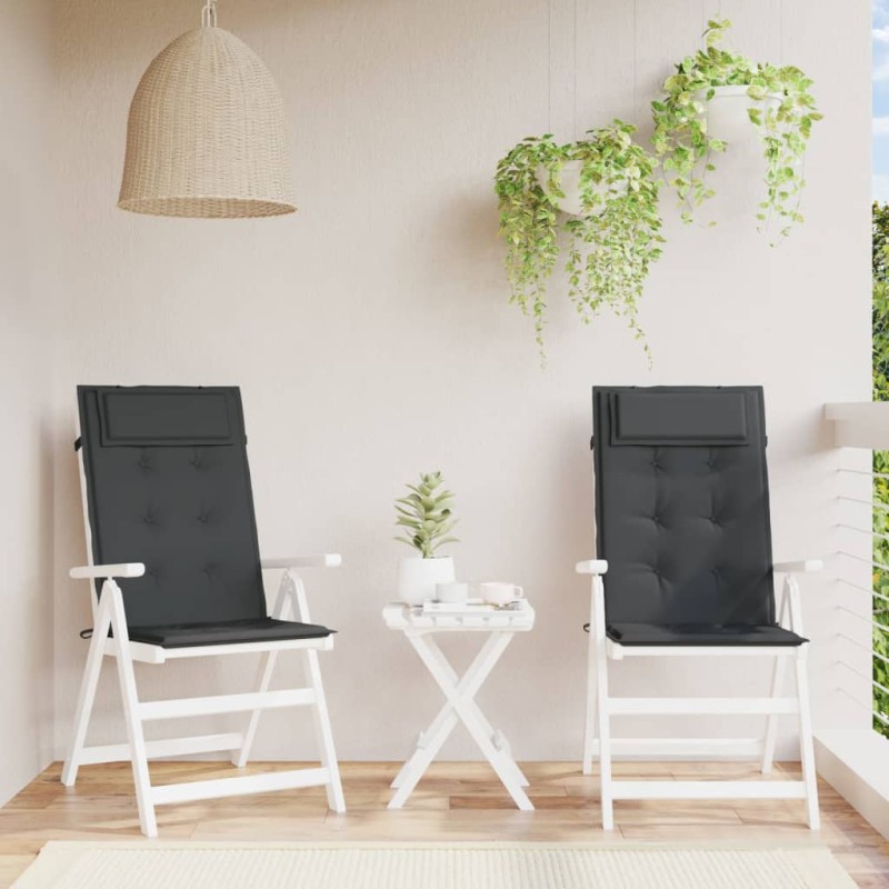 vidaXL Cojines de silla con respaldo alto 2 uds tela Oxford negro vidaXL Cojines de silla con respaldo alto 2 uds tela Oxford negro