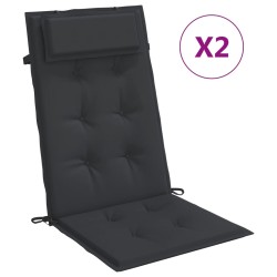 vidaXL Cojines de silla con respaldo alto 2 uds tela Oxford negro