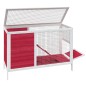vidaXL Conejera de madera maciza de pino roja 103x44x69,5 cm