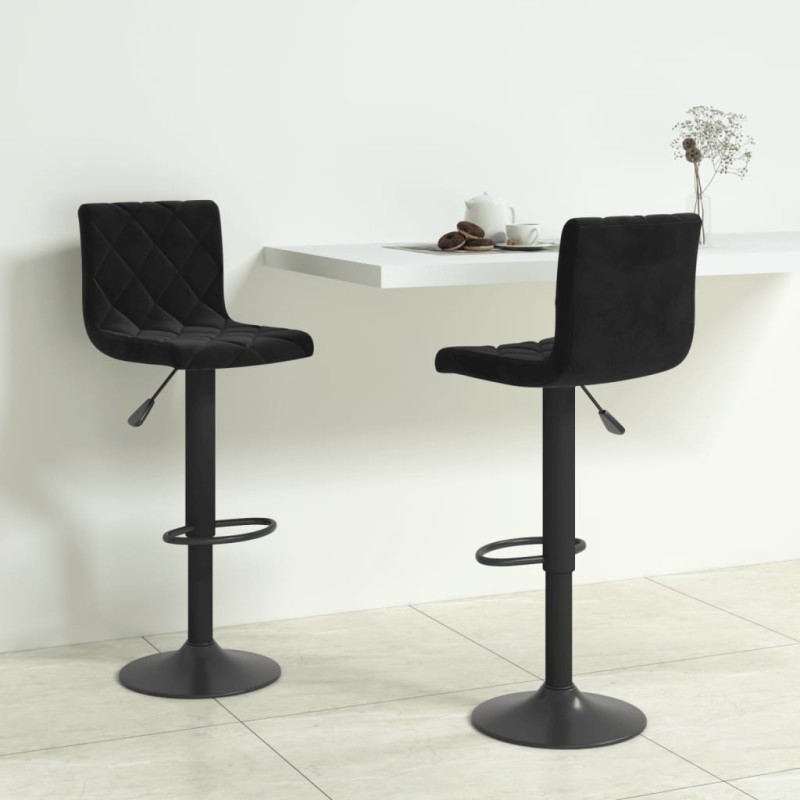 vidaXL Taburetes de cocina 2 unidades terciopelo negro vidaXL Taburetes de cocina 2 unidades terciopelo negro