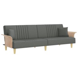 vidaXL Sofá cama con reposabrazos tela gris oscuro