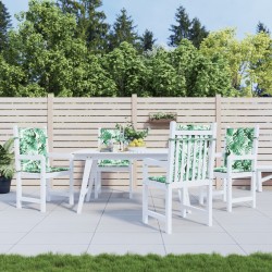 vidaXL Cojines de silla de respaldo bajo 4 uds tela estampado de hojas