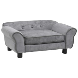 vidaXL Sofá para perros felpa gris 72x45x30 cm