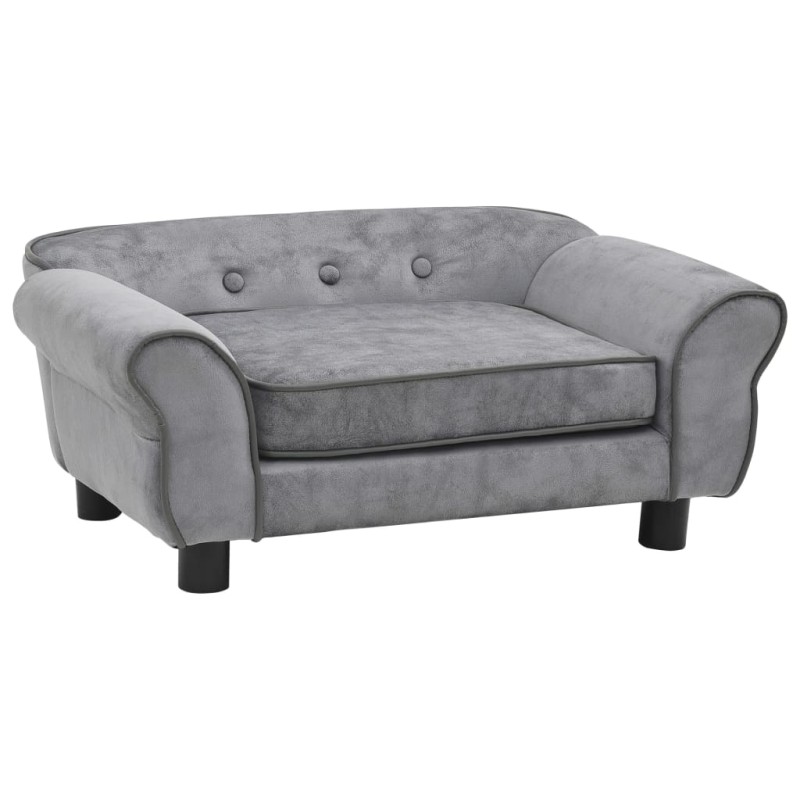 vidaXL Sofá para perros felpa gris 72x45x30 cm vidaXL Sofá para perros felpa gris 72x45x30 cm