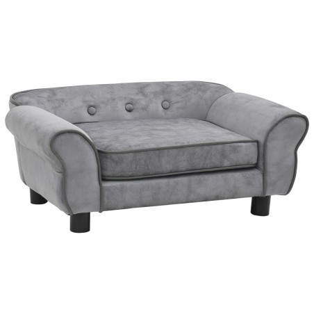 vidaXL Sofá para perros felpa gris 72x45x30 cm