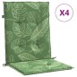vidaXL Cojines de silla de respaldo bajo 4 uds tela estampado de hojas vidaXL Cojines de silla de respaldo bajo 4 uds tela estampado de hojas