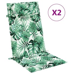 vidaXL Cojines silla respaldo alto 2 uds tela Oxford estampado hojas