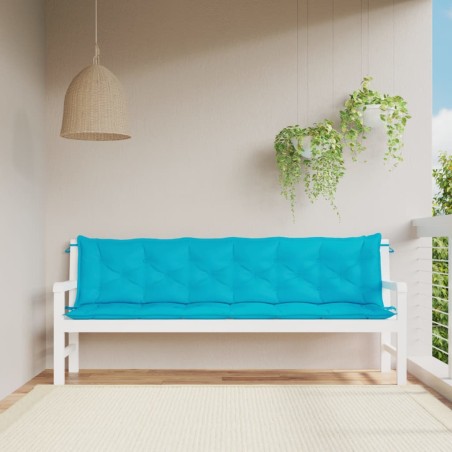 vidaXL Cojines para banco de jardín 2 uds tela turquesa 200x50x7 cm