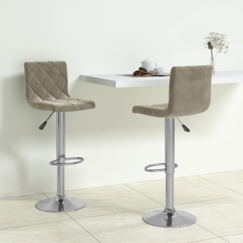 vidaXL Taburetes de cocina 2 unidades terciopelo gris claro vidaXL Taburetes de cocina 2 unidades terciopelo gris claro