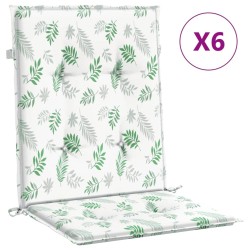 vidaXL Cojines de silla de respaldo bajo 6 uds tela estampado de hojas