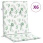 vidaXL Cojines de silla de respaldo bajo 6 uds tela estampado de hojas vidaXL Cojines de silla de respaldo bajo 6 uds tela estampado de hojas