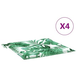 vidaXL Cojines de silla 4 uds tela estampado de hojas 40x40x3 cm