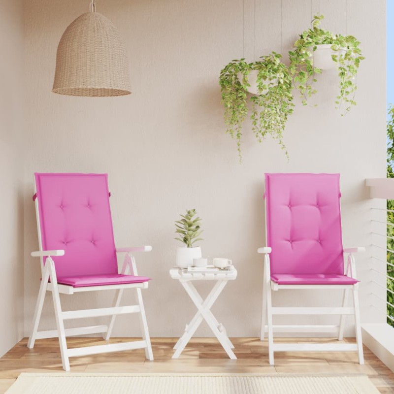 vidaXL Cojín silla de jardín respaldo alto 2 uds tela rosa 120x50x3 cm vidaXL Cojín silla de jardín respaldo alto 2 uds tela rosa 120x50x3 cm