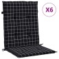 vidaXL Cojines para silla con respaldo bajo 6 uds tela a cuadros negro vidaXL Cojines para silla con respaldo bajo 6 uds tela a cuadros negro