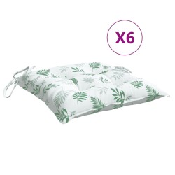 vidaXL Cojines para silla 6 uds tela estampado de hojas 40x40x7 cm
