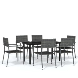 vidaXL Juego de comedor para jardín 7 piezas gris