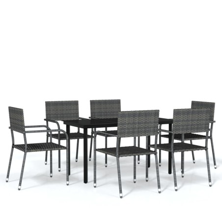 vidaXL Juego de comedor para jardín 7 piezas gris