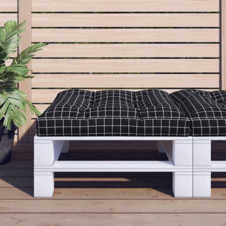 vidaXL Cojín para palés tela a cuadros negro 70x70x12 cm