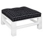 vidaXL Cojín para palés tela a cuadros negro 70x70x12 cm