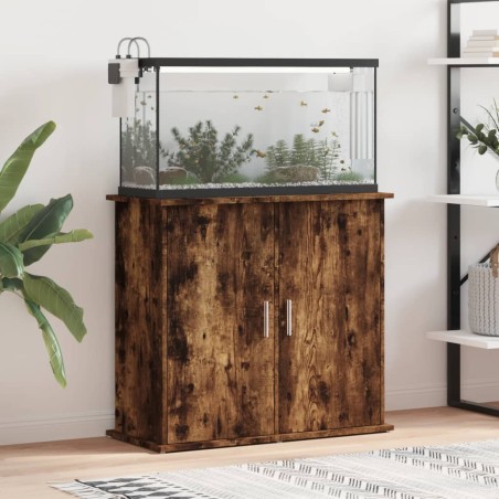 vidaXL Soporte de acuario madera ingeniería roble ahumado 81x36x73 cm