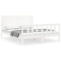 vidaXL Estructura de cama matrimonio con cabecero madera maciza blanco vidaXL Estructura de cama matrimonio con cabecero madera maciza blanco