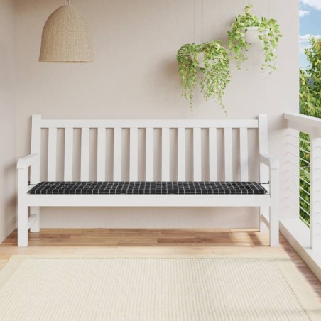 vidaXL Cojín para banco de jardín tela a cuadros negro 200x50x3 cm