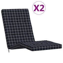 vidaXL Cojines para tumbona 2 uds tela Oxford a cuadros negro