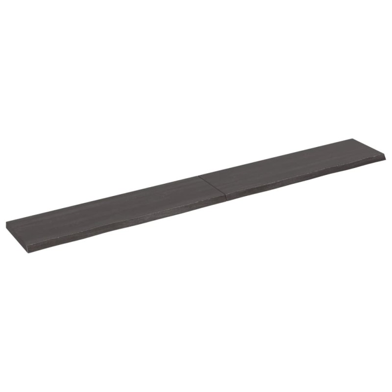 vidaXL Estante pared madera roble tratada marrón oscuro 220x30x(2-4)cm vidaXL Estante pared madera roble tratada marrón oscuro 220x30x(2-4)cm
