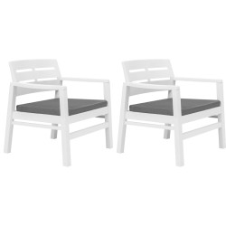 vidaXL Juego de muebles de jardín 3 piezas plástico blanco