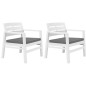 vidaXL Juego de muebles de jardín 3 piezas plástico blanco