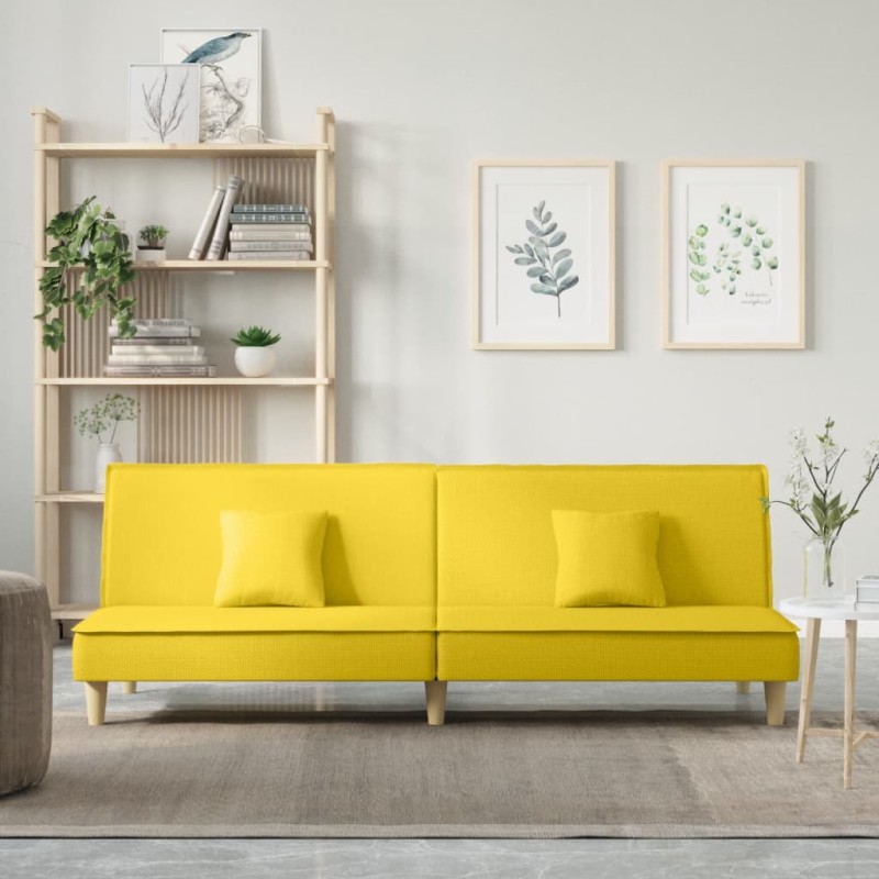 vidaXL Sofá cama de tela amarillo claro vidaXL Sofá cama de tela amarillo claro