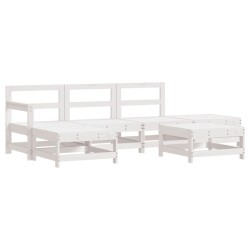 vidaXL Juego de muebles de jardín 6 piezas madera maciza pino blanco