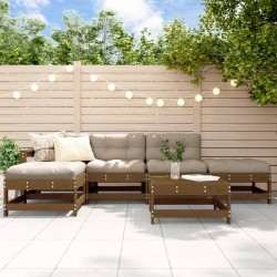 vidaXL Juego muebles de jardín 6 piezas madera maciza pino marrón miel