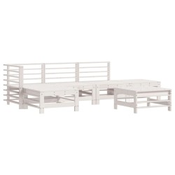 vidaXL Juego de muebles de jardín 6 piezas madera maciza pino blanco