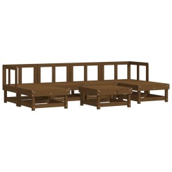 vidaXL Juego de muebles jardín 7 pzas madera maciza pino marrón miel