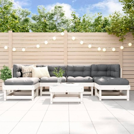 vidaXL Juego de muebles de jardín 7 pzas madera maciza de pino blanco