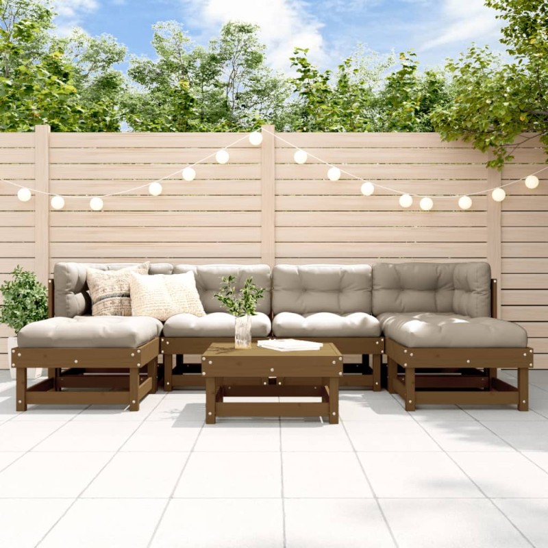 vidaXL Juego de muebles jardín 7 pzas madera maciza pino marrón miel